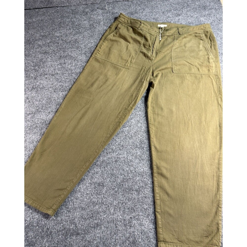 Eileen Fisher Women’s 16P Green Cotton Hemp Organic Pants Button Casual